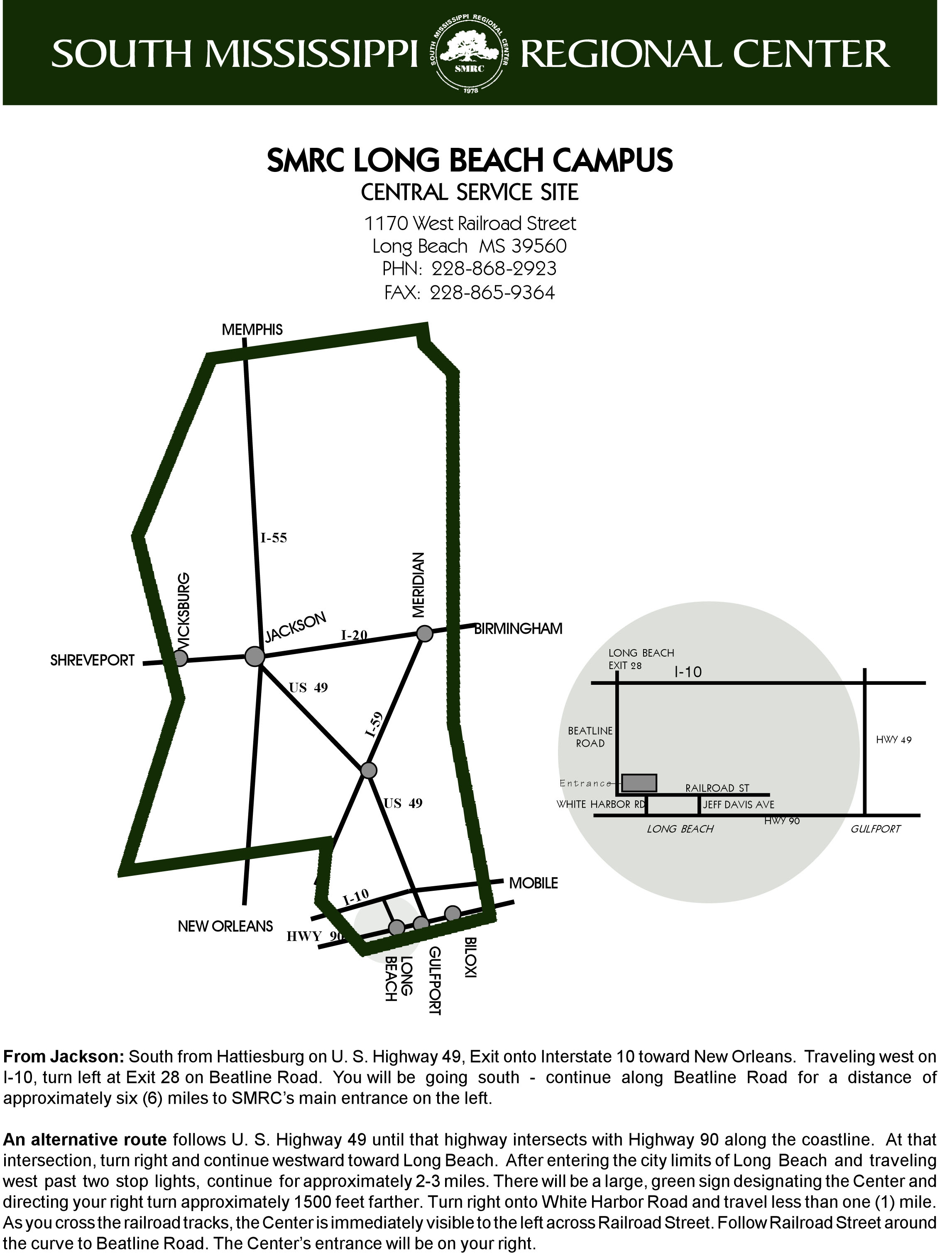 Site Locations South Mississippi Regional Center